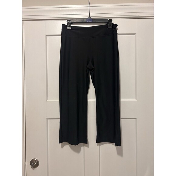 Prana Mid Rise Flare Cropped Black Yoga Workout Athletic Pants Women’s Medium - Picture 1 of 7